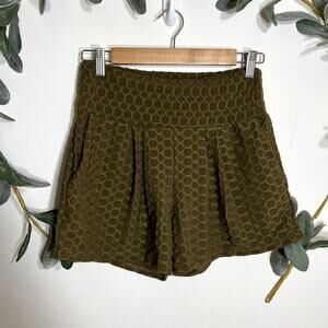 Green Textured Shorts LAST CALL